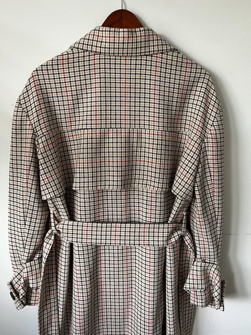 Maje Paris Long Plaid Checked Belted Brown Trench Coat FR 38 S/M Like New - Picture 9 of 16